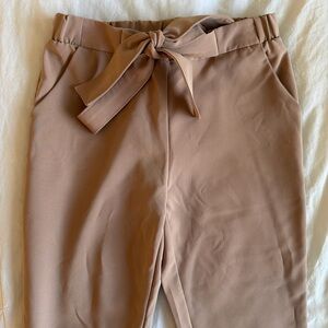 Have Mauve-Brown Tie-Waist Ankle Pants